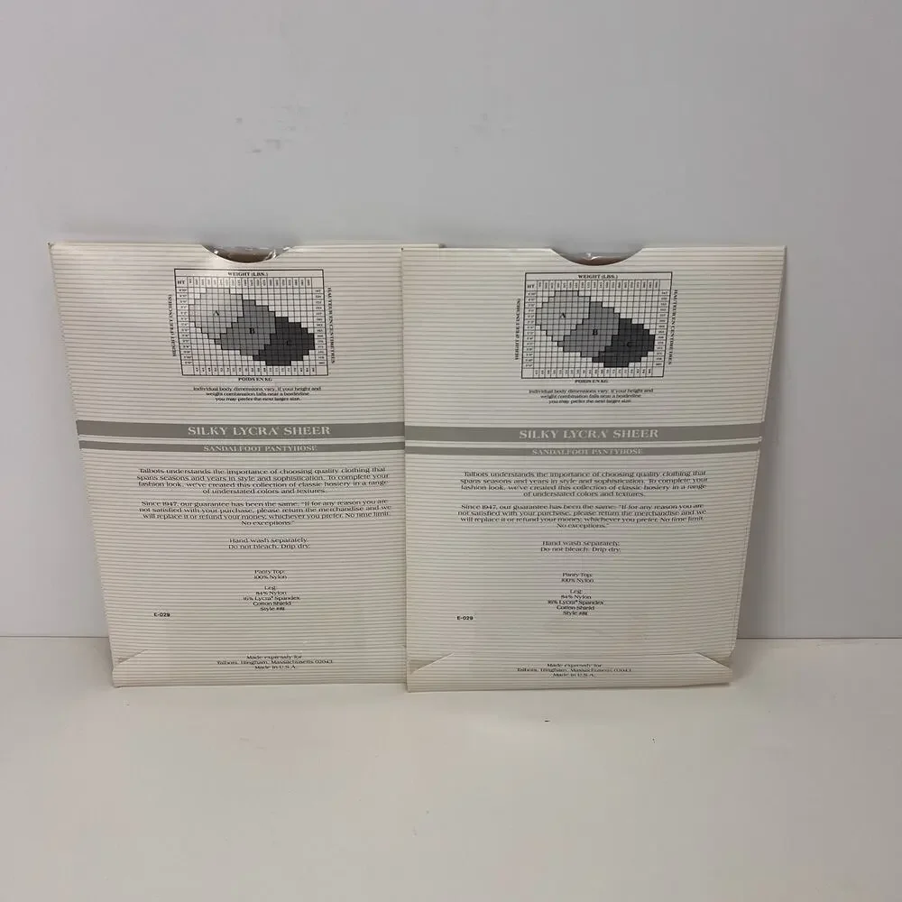 Vintage Talbots Silky Sheer Pantyhose Control Top Sandaltoe Size B Sand 2 Pairs